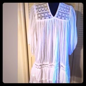 Vintage white wedding boho lace tent dress